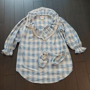 Vintage Sears Blue and White Gingham Pajama Set